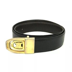 CELINE Macadam Black Leather 71cm Mens Belt/3U0956